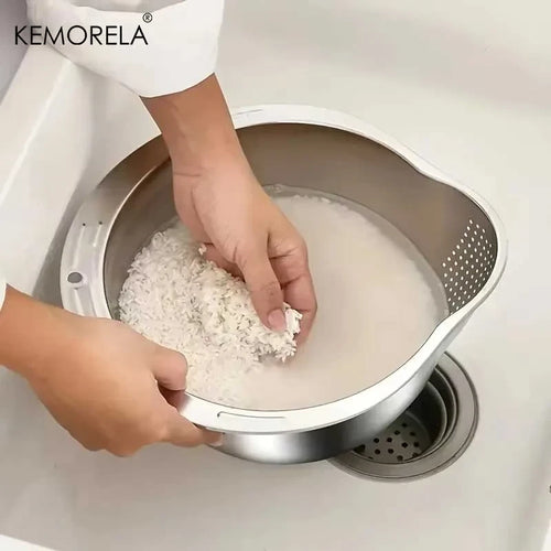 Stainless Steel Rice Washer Bowl