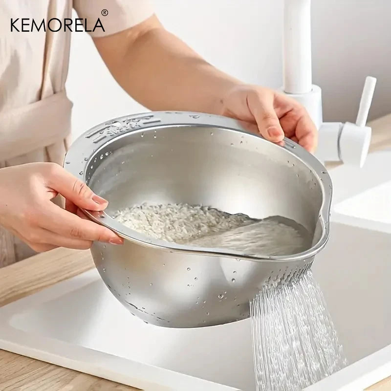 Stainless Steel Rice Washer Bowl