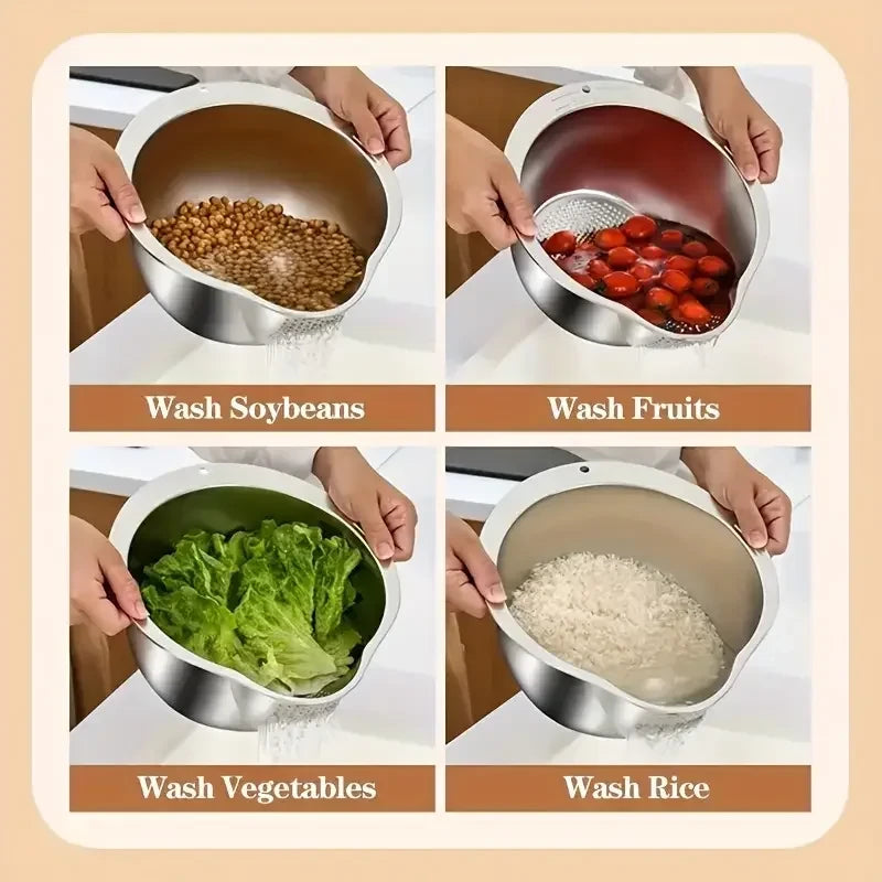 Stainless Steel Rice Washer Bowl