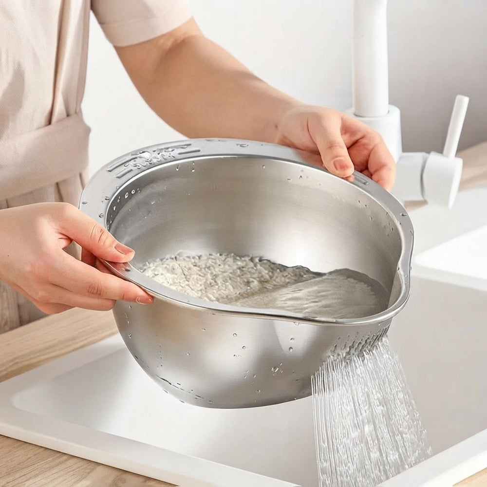 Stainless Steel Rice Washer Bowl
